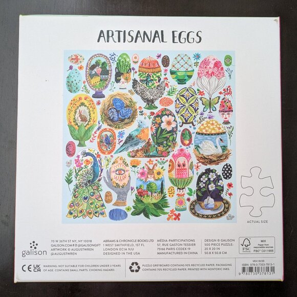 "Artisanal Eggs" 500 piece puzzle by Galison - Picture 2 of 3